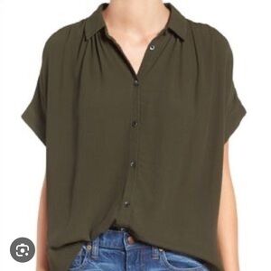 Madewell Olive Green Button-Up Top